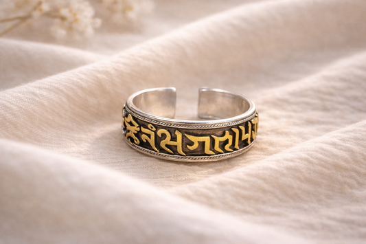 Om Mani Padme Hum Silver Ring